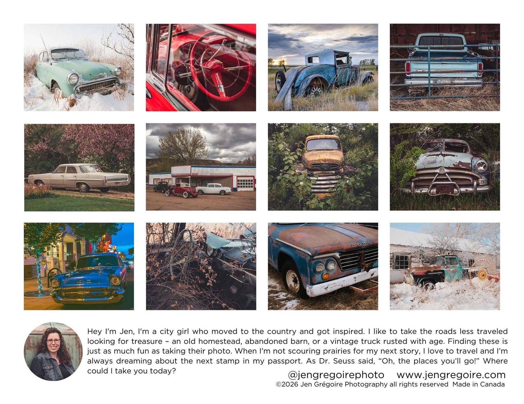 2026 Vintage Wheels Wall Calendar