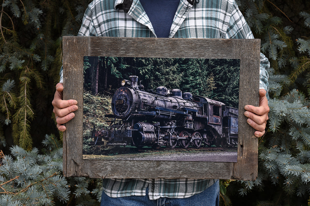 Vintage Steam train 12x18 Barn Wood Frame